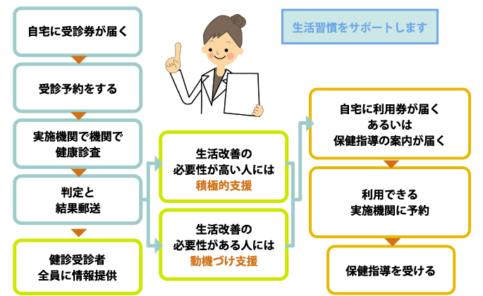 特定保健診査(健診)・特定保健指導の流れ